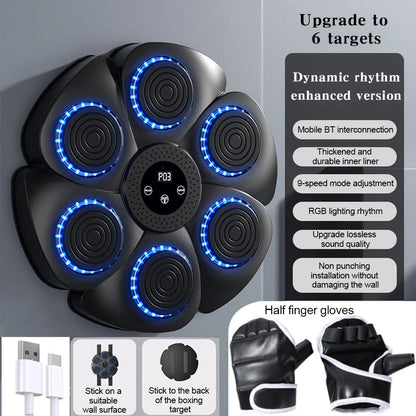 Smart Music Boxing Machine Wall Target LED Lighted Sandbag Relaxing Reaction Training Target For Boxing Sports Agility Reaction