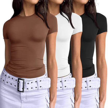 ChicFit™ - 3-Piece Essential Slim Fit Y2K Crop Tee