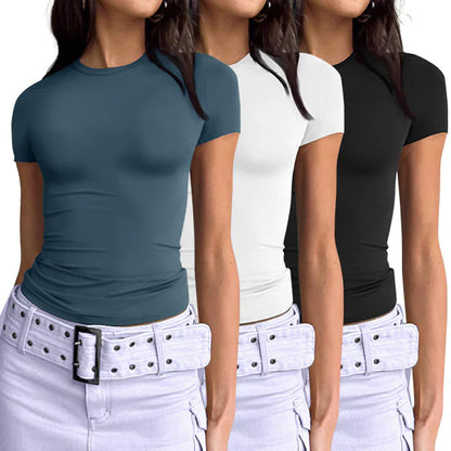 ChicFit™ - 3-Piece Essential Slim Fit Y2K Crop Tee
